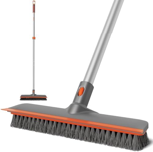 Eazer 2-in-1 Floor Scrubber Brush with Squeegee and Long Handle
