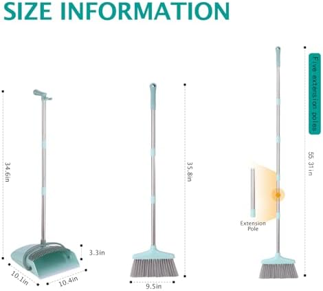 XXXFLOWER 55 Long Handle Broom and Dustpan Set