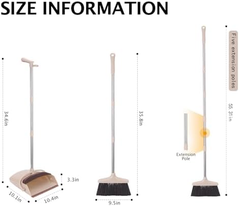 XXFLOWER 553 Long Handle Broom and Dustpan Set