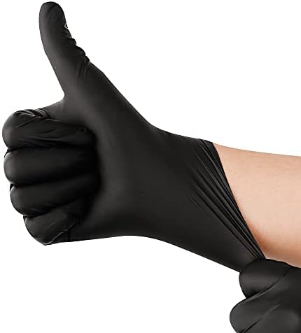 YOTU 100 Count Black Nitrile Gloves 6-Mil Textured