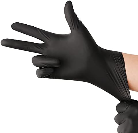 YOTU 100 Count Black Nitrile Gloves 6-Mil Textured