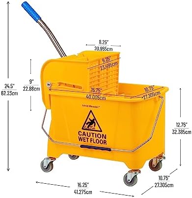 Mind Reader Mop Bucket with Wringer - 22 Qt Yellow
