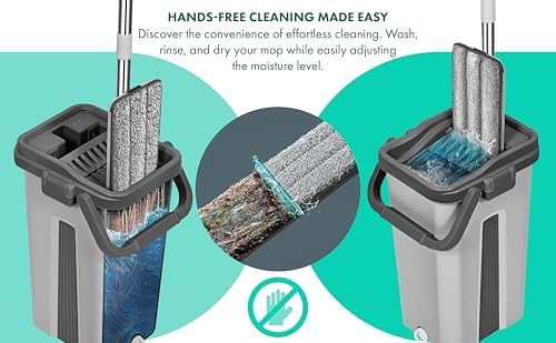 Pogala Mop Bucket Set with 12 Microfiber Towels and Brush 1