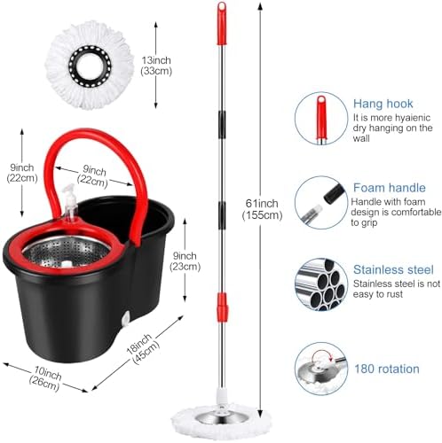 CooFel Spin Mop and Bucket with Wringer Set