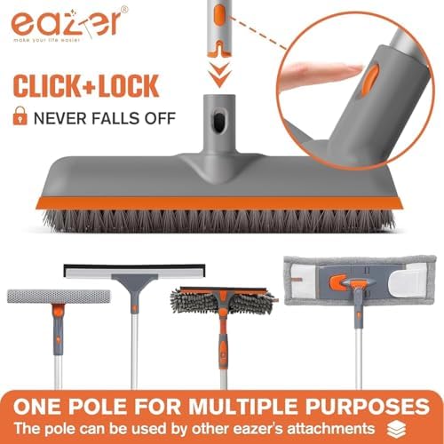 Eazer 2-in-1 Floor Scrubber Brush with Squeegee and Long Handle