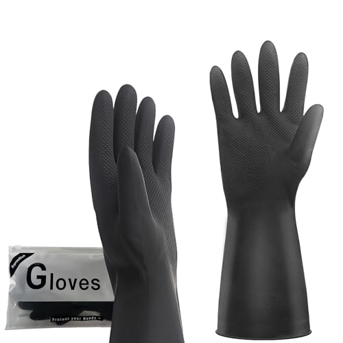 Exprosiflux Black Thick Rubber Gloves - 2 Pairs Heavy-Duty 1