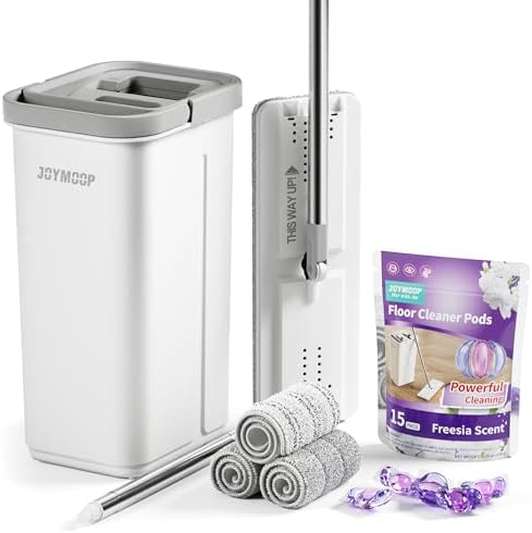 JOYMOOP Mop Bucket Set with Floor Cleaner Pods and Reusable Microfiber Pads