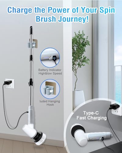 Electric Spin Scrubber with 8 Brush Heads and 2 Speeds 1