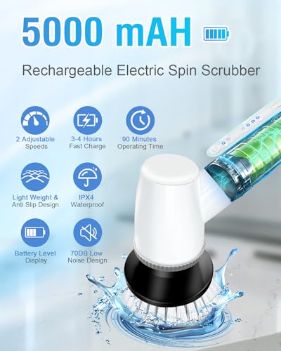 Electric Spin Scrubber with 8 Brush Heads and 2 Speeds 1