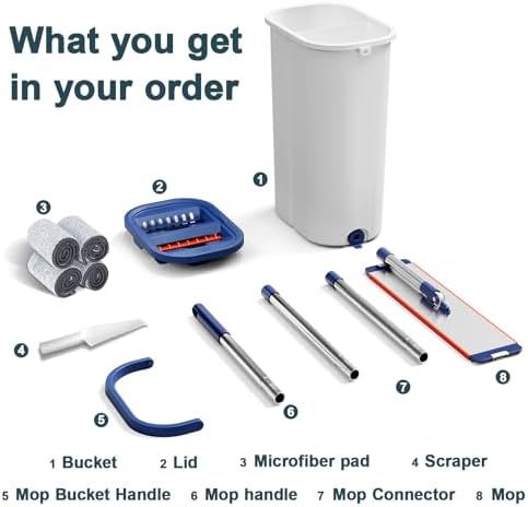 WBKATN Mop and Bucket Set with Wringer 360 Rotatable Mop