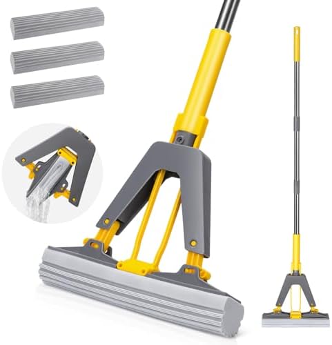 MASTERTOP Self Squeeze Sponge Mop with 3 Refills
