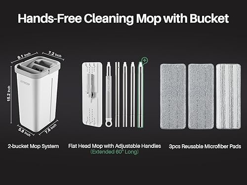 JOYMOOP Mop and Bucket Set with Wringer 60 Flat Floor Cleaning System