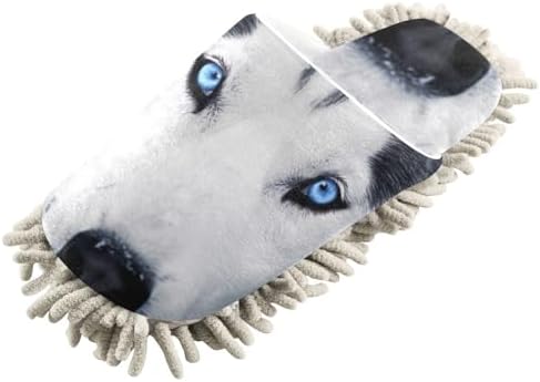 FLildon Microfiber Mop Slippers Husky Eyes Blue for Men Women