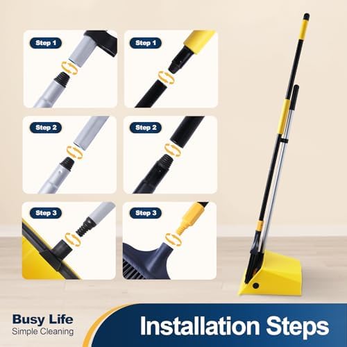 Yocada Heavy Duty Broom and Dustpan Set for Clean Spaces