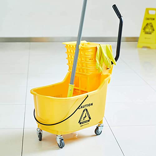 Amazon Basics 35-Quart Mop Bucket with Side Press Wringer Yellow