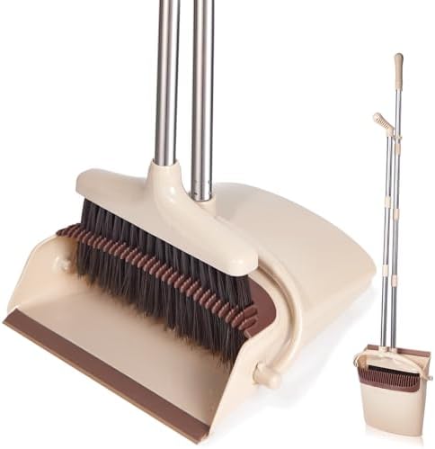 XXFLOWER 553 Long Handle Broom and Dustpan Set