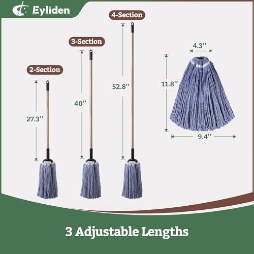 Eyliden String Mop with 2 Non- Touch Replacement Heads