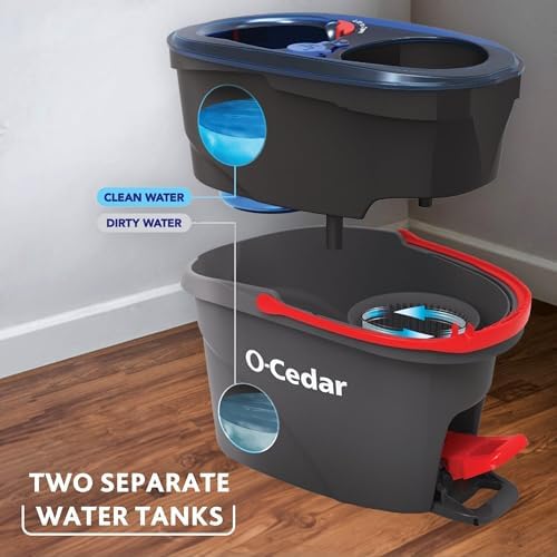 O-Cedar EasyWring RinseClean Spin Mop Bucket with Extra Refill
