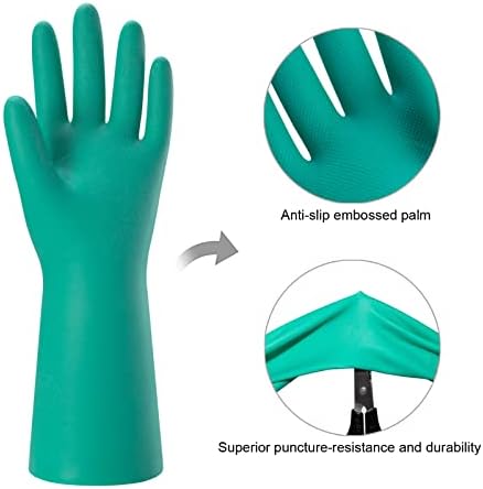 Bamllum Reusable Dishwashing Gloves - 2 Pairs Medium Green Blue