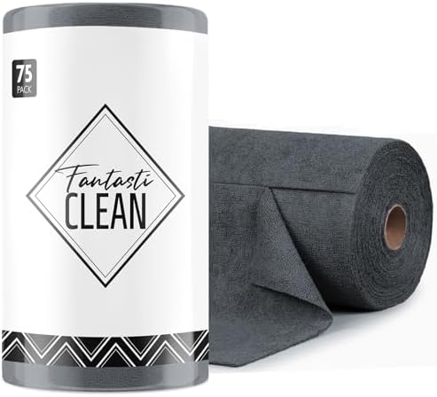 Fantasticlean Microfiber Cleaning Cloth Roll - 75 Pack 12x12 Reusable Scratch Free