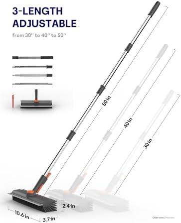 HelpX 3-in-1 Floor Scrub Brush with Long Handle