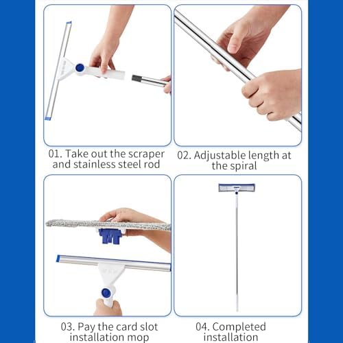 Lovskoo 40in Window Squeegee 3-in-1 Cleaning Kit