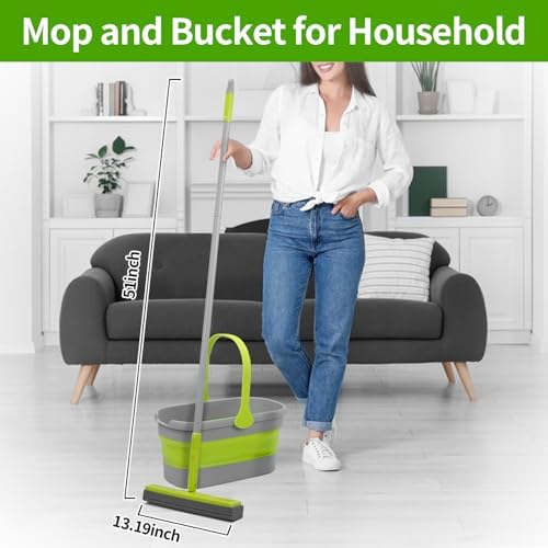 REEWII Collapsible Mop Bucket Set with Wringer