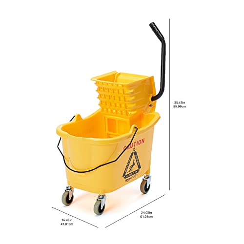Amazon Basics 35-Quart Mop Bucket with Side Press Wringer Yellow