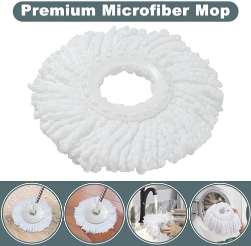 Wodemom Spin Mop and Bucket Set with 6 Refills and 61 Handle - White