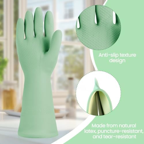 Jsocoah 4 Pairs Reusable Rubber Cleaning Gloves