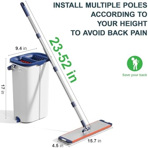 WBKATN Mop and Bucket Set with Wringer 360 Rotatable Mop