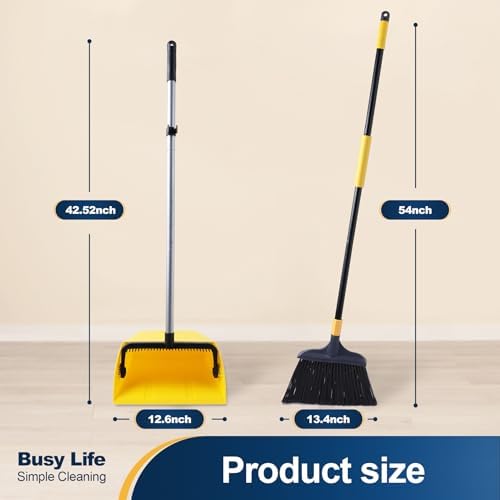 Yocada Heavy Duty Broom and Dustpan Set for Clean Spaces
