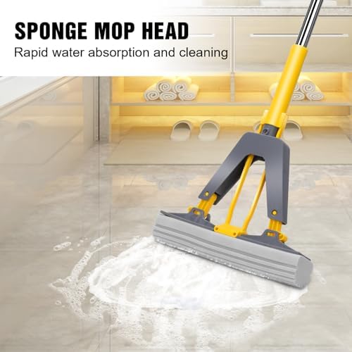 Nolopau Sponge Mop with Self-Squeeze Handle