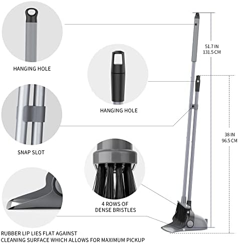MRSIGA Broom and Dustpan Set with Adjustable Handles
