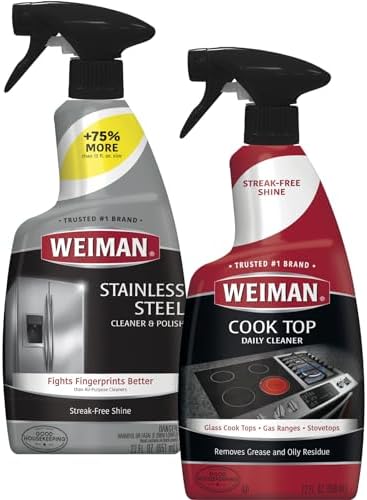 Weiman Disinfecting Cooktop Cleaner Stainless Steel Polish - 22 Ounce Kitchen Combo