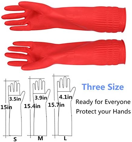 YSLON Rubber Gloves 2-Pair With Cleaning Cloths 2-Pack Waterproof Reusable