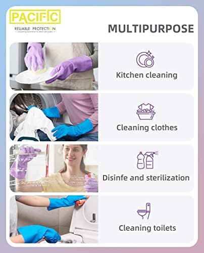 PACIFIC PPE Reusable Dishwashing Gloves Latex Free Blue Large