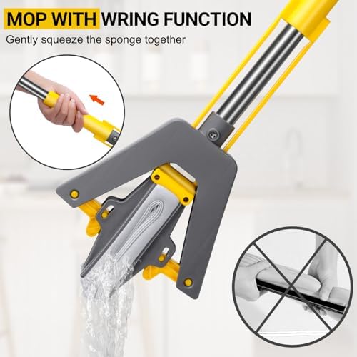 MASTERTOP Self Squeeze Sponge Mop with 3 Refills