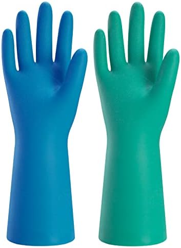 Bamllum Reusable Dishwashing Gloves - 2 Pairs Medium Green Blue