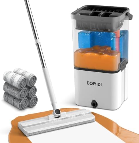 BOMIDI Flat Microfiber Mop Bucket Set with Wringer