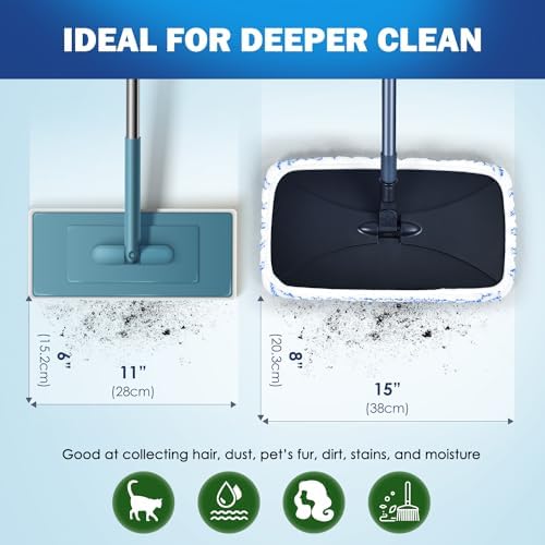 Matthew Microfiber Mop Refills 6Pcs Replaceable for Hardwood and 15x8 Mops