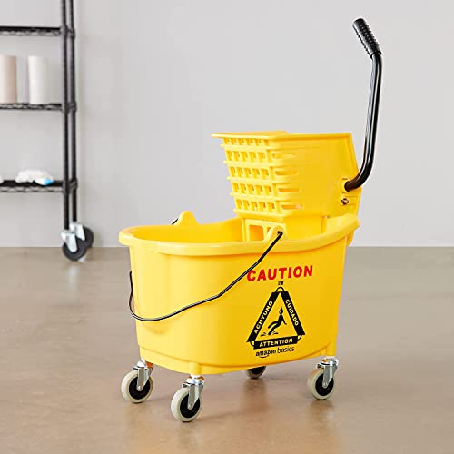 Amazon Basics 35-Quart Mop Bucket with Side Press Wringer Yellow