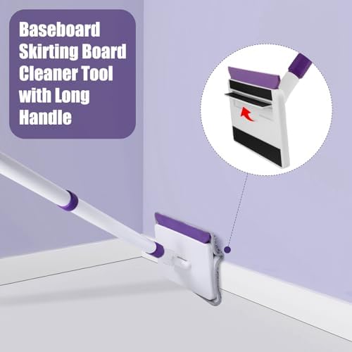 Baseboard Cleaner Tool with Extendable Handle and 5 Reusable Pads