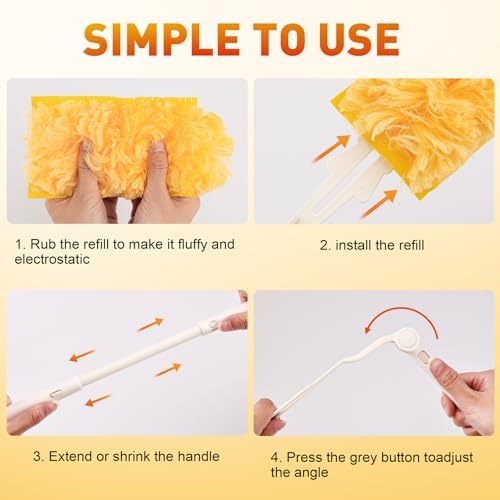 YHOVID Heavy Duty Duster Refills with 360 Handle