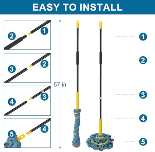 KeFanta Self-Wringing Twist Mop with Scouring Pad