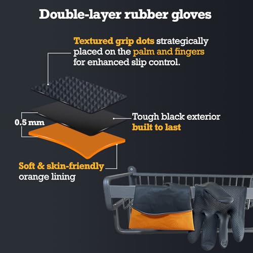 Exprosiflux Black Thick Rubber Gloves - 2 Pairs Heavy-Duty 1