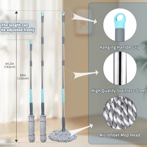 GRAREND Self-Wringing Twist Mop with Scrub Pad 64-Inch Grey