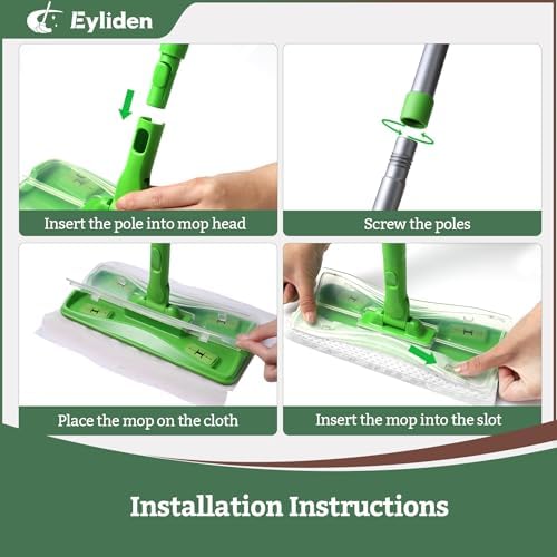 Eyliden Dust Mop with Lock-Tight Pads and 36 Cloths