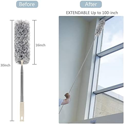 Azun Extendable Microfiber Duster with Bendable Head and Stainless Steel Pole