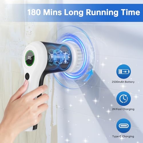 Electric Spin Scrubber with 2 Speeds and 6 Replaceable Heads